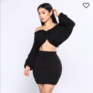Black Fashion Nova Crop Skirt Set